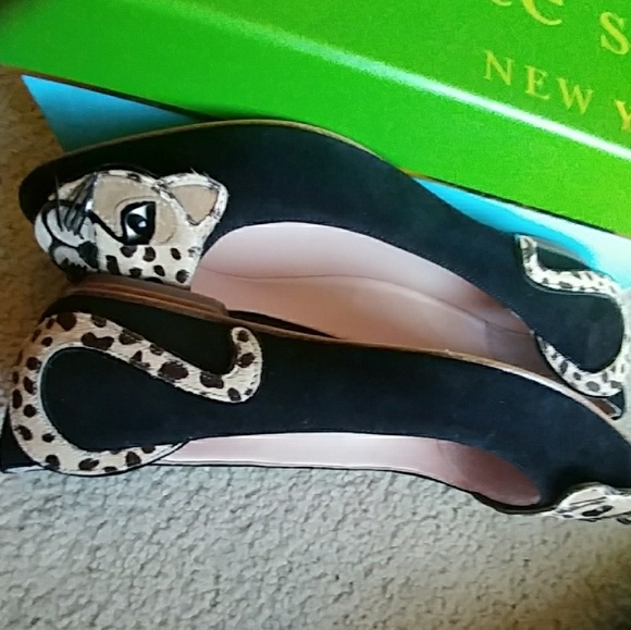 NIB Kate Spade Fur & Suede Leopard Kitty Flats - Picture 7 of 8